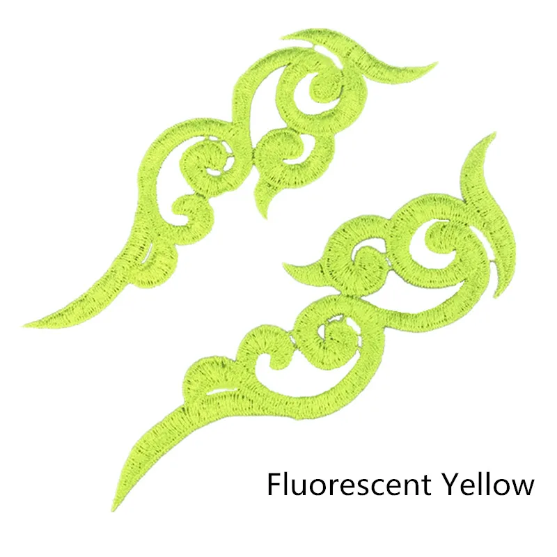 Fluorescent yellow Zsbszc 20 зеркальные пары LP-1882 полиэстер Ткань Цветы нашивки красочные облака craf белый черный кружево Аппликация аксессуары DA003 - Цвет: Fluorescent yellow