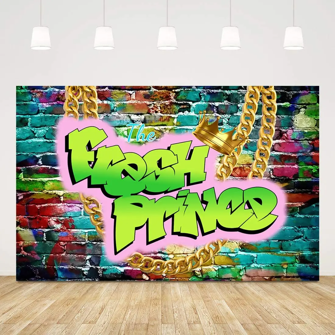 

The Fresh Prince Backdrop for Baby Shower Graffiti Brick Photography Background Wall Necklace 80S 90S 1st Birthday Boy Party