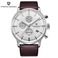 pagani design top brand leather sports mens quartz watch mens automatic date watch waterproof chronograph vk67 reloj hombre