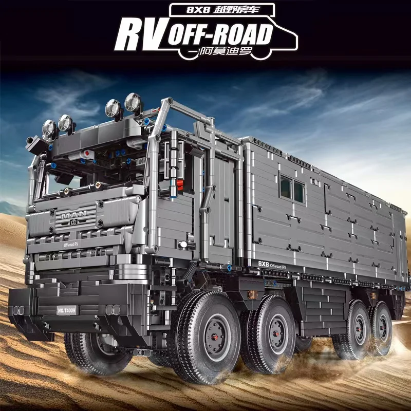 

T4009 техническая серия высокотехнологичный человек Кемпер 8x8 RV внедорожный автодом строительные блоки 6068 шт. Кирпичи Строительные блоки игр...