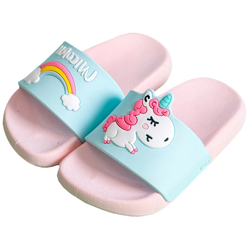 

Slippers Suihyung Unicorn Boy Girl Summer Kids Rainbow Indoor Slippers Non-Slip Beach Sandals Toddler Home Shoes Baby Flip Flops