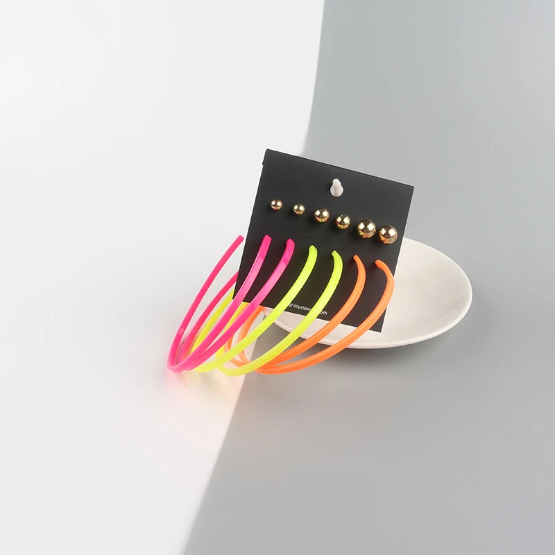 85mm Candy Color Big Circle Hoop Earrings Pink Yellow Orange Acrylic Steel Ball 2019 Large Statement | Украшения и аксессуары