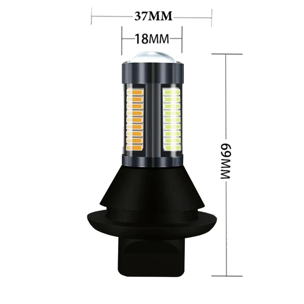 2 шт. 66SMD 4014 светодиодный сигнал поворота на лицевой стороне автомобиля лампа DRL