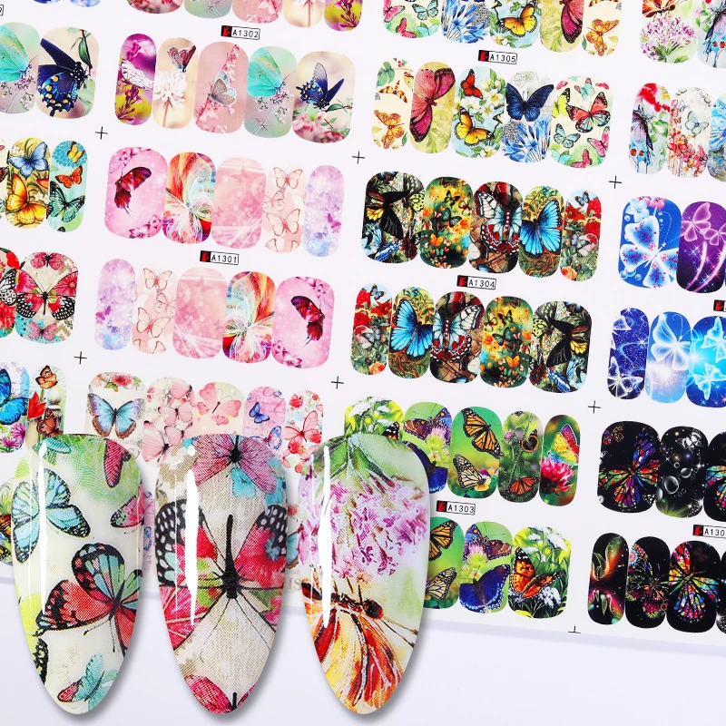 12 узоров большой лист воды Наклейка Бабочка Смешанные узоры красочные