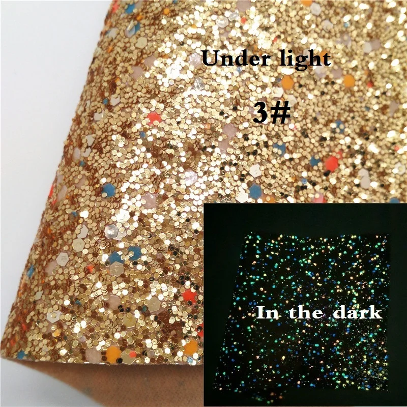 3 Glitterwishcome 21X29 см A4 Размер светится в темноте блестящая ткань, массивные блестящие кожаные листы, блестящий винил для луков, GM564A - Цвет: 3