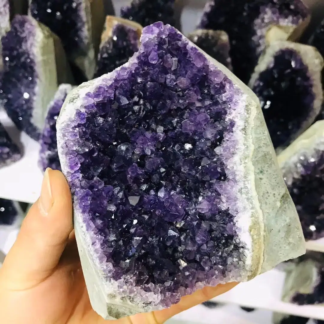Natural Amethyst Stone Geode Crystal Cluster Home Decoration Raw Quartz Minerals Real Uruguay Spiritual Chakra Reiki Specimen