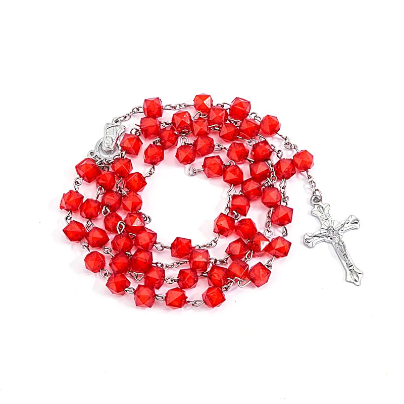 Новый стильный Кристалл крест ожерелье из бисера. Синий кристалл четки бусин