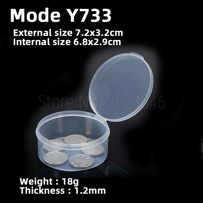

10 pieces Y733 Round Plastic Case Parts Accessory Organize Storage Screw Sample Transparent Box 6.8x2.9cm