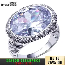 DC1989 Big Stones Big Rings For Women Bridal Engagement Ring Simulated Cubic Zircon Pave Setting Lead Free Rhodium Gold Plated