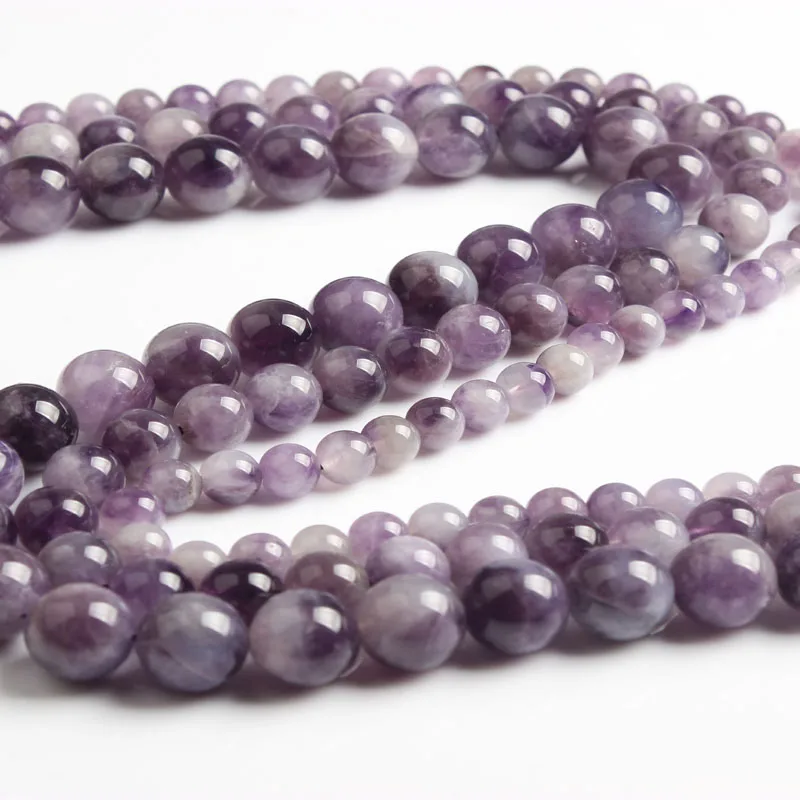 LanLi natural Jewelry 6/8/10mm violet mauve jades Loose Beads DIY men and women Bracelet Necklace anklet Accessories | Украшения и