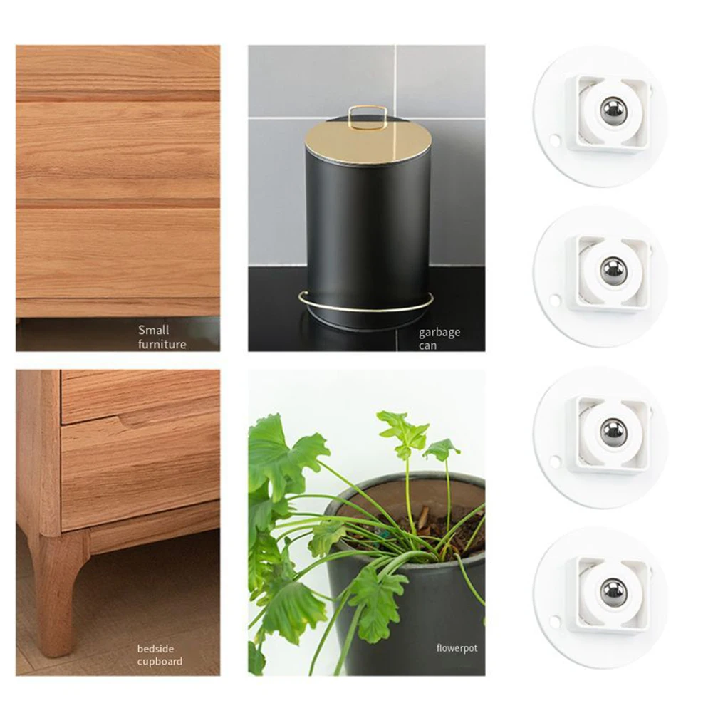 

Paste Type Universal Pulley 4Pcs Adhesive Pulley Storage Box Pulley Can Self-adhesive Pulley Home No Noise No Scratches Box Whe