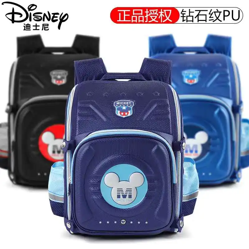 Disney Mickey школьные ранцы для мальчиков, дышащий ортопедический рюкзак, большая емкость, водонепроницаемая сумка для учеников начальной школы