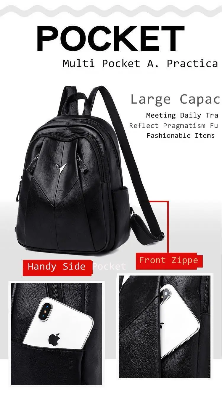 New 2019 Backpack Women Ladies PU Leather Small Backpacks For Teenage Girls Female School Shoulder Bag Pack Mochila Feminina | Багаж и