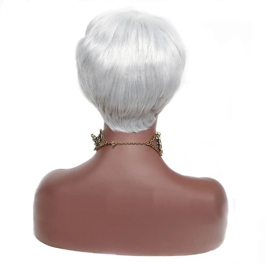 Короткие парики боб для чернокожих женщин белый серый парик из синтетических