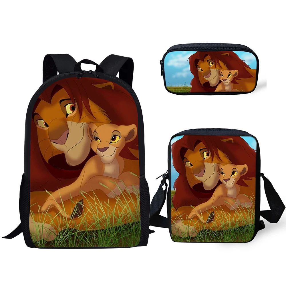 HaoYun Детский Школьный Рюкзак Kawaii The Lion King школьные сумки с рисунком героев мультфильмов, маленькие животные, комплект из 3 предметов, школьные сумки