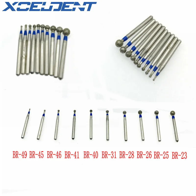 

50 шт., Стоматологические алмазные шарики FG 1,6 мм, подходит для высокоскоростного наконечника серии BR, 10 типов, боры на выбор