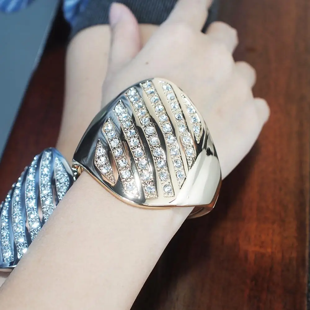 MANILAI панк блестящие стразы браслеты из сплава для женщин модные ювелирные