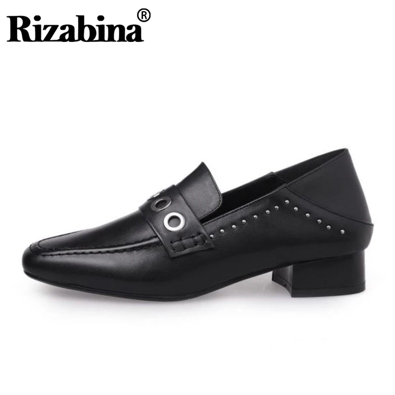 RIZABINA/однотонные женские туфли из натуральной кожи на плоской подошве Мокасины с
