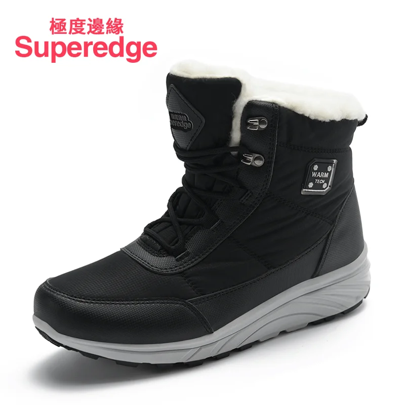 Superedge/зимние высокие утепленные шерстяные теплые кашемировые туфли хлопковые