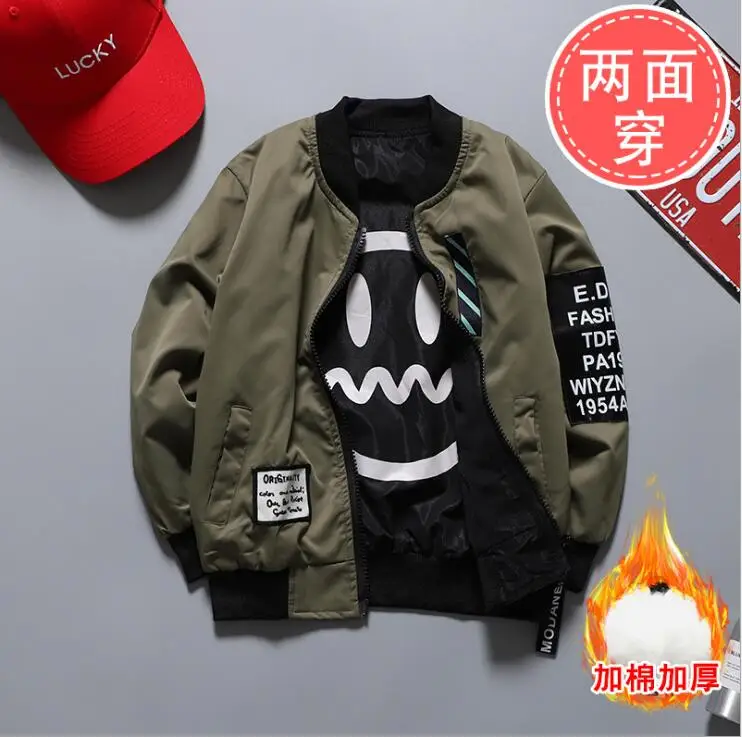Add cotton Spring Autumn Jackets for Boy Coat Bomber Jacket Green Boy's Windbreaker Winter Jacket Kids Children solid Jacket - Цвет: Add cotton