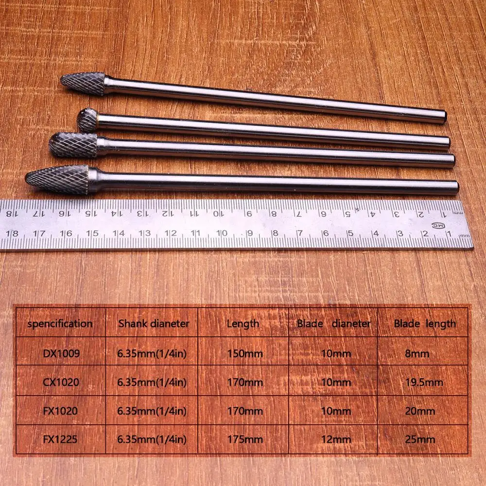 Горячая продажа 1 шт. 1/4 &quotхвостовик двойной резки роторных файлов Резак карбида