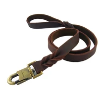 90120150cm thick leather luxury large dog leather leash dog training leash pet rope training walking real leather dog leash