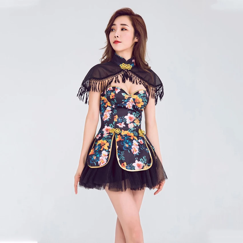 Женское кимоно в японском стиле с цветочным воротником юката одежда чонсам