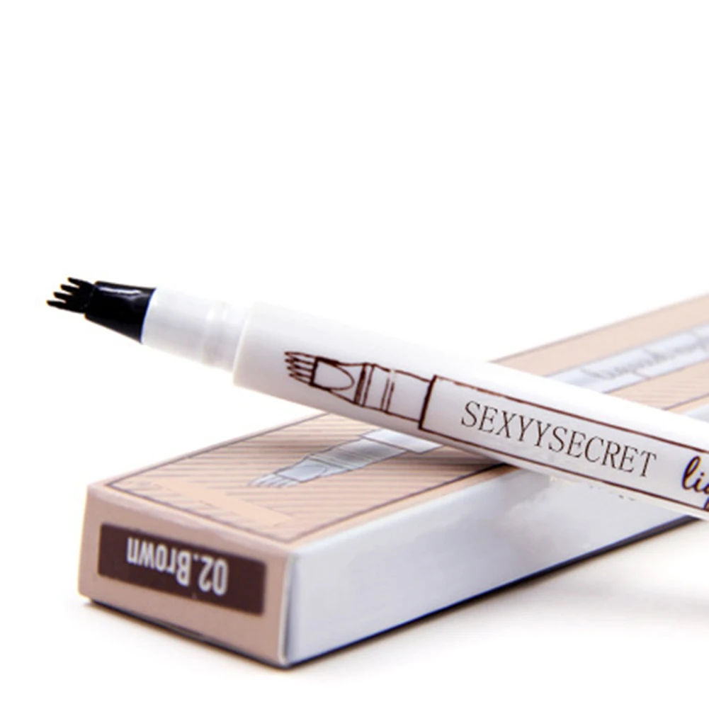 Жидкий карандаш для бровей водостойкий коричневый с татуажной краской