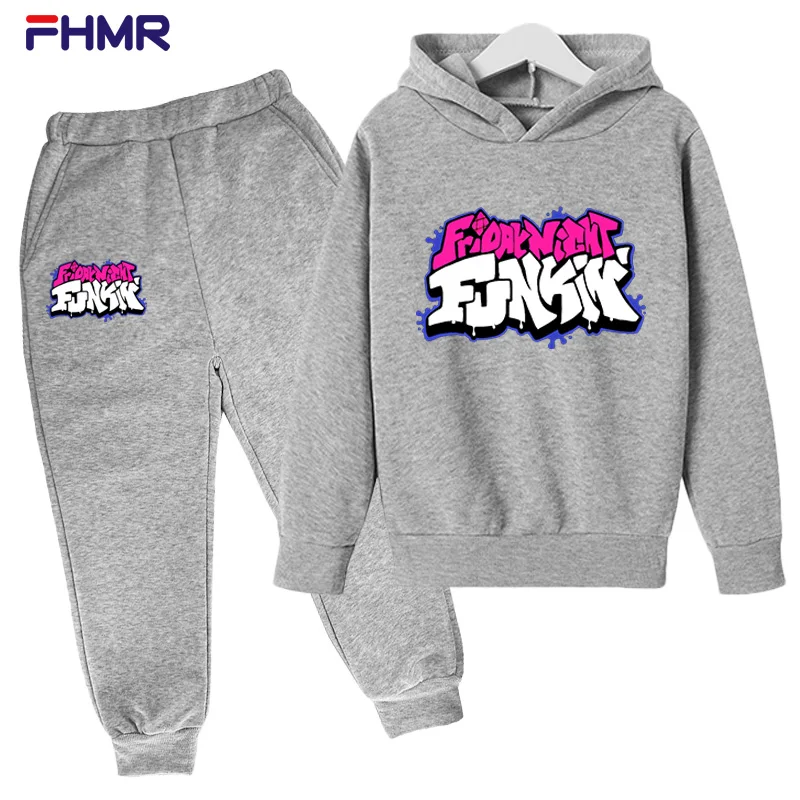 

Осенний Детский костюм с толстовкой и штанами для мальчиков и девочек, детская одежда Funkin с мультипликационным изображением пятничной ночи...