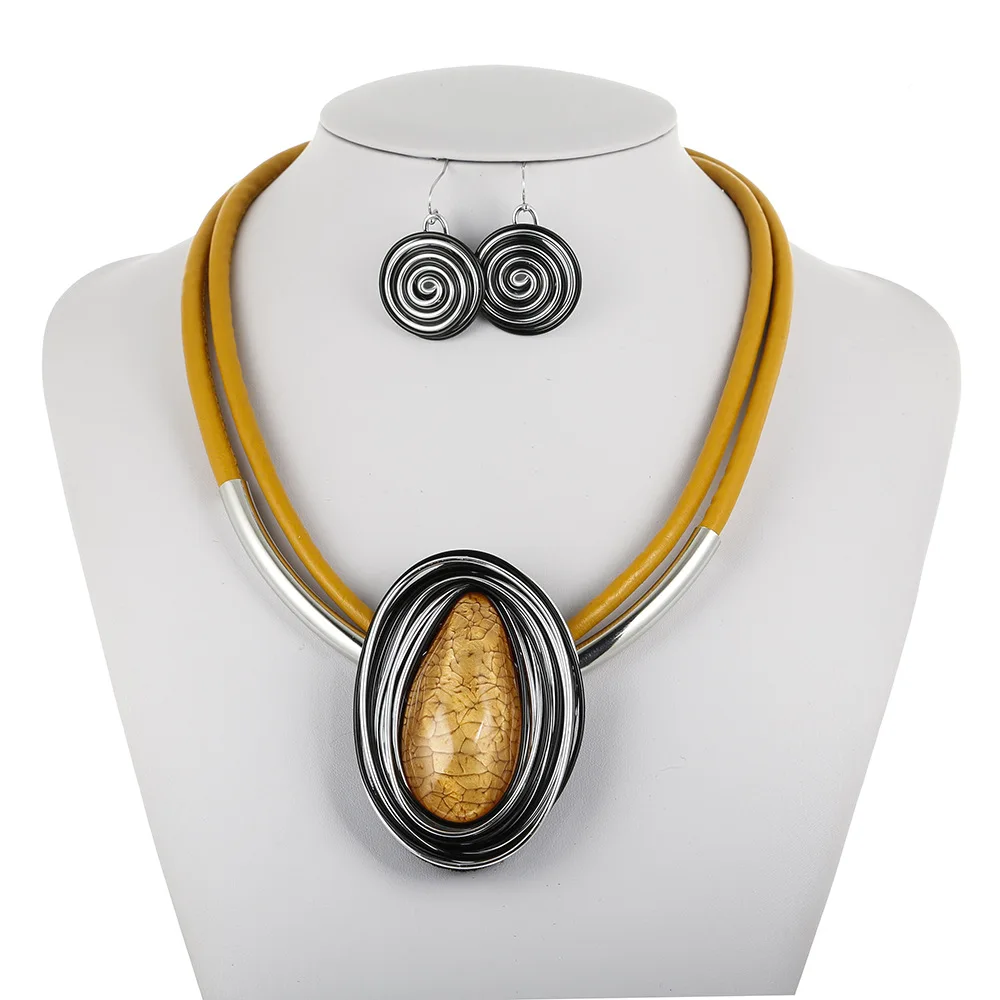 Преувеличенный кулон из смолы ожерелье серьги набор Свадебные Ювелирные наборы