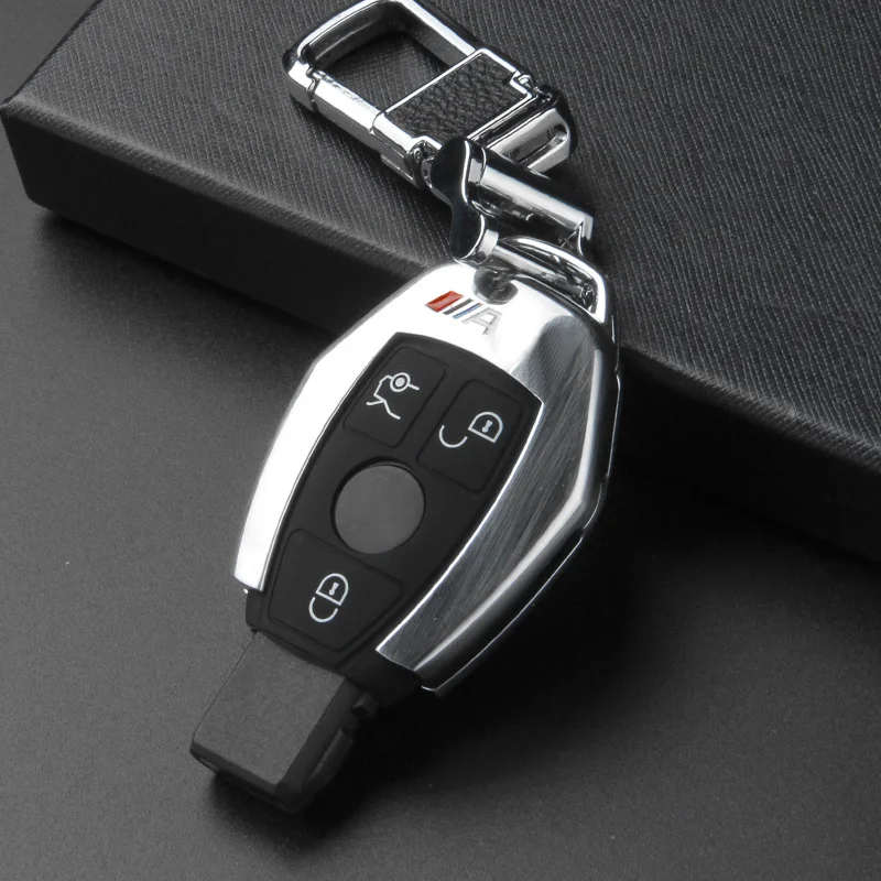 Silver buckle C Металлический брелок для ключей, чехол, защитный чехол, подходит для Mercedes Benz E C Class W204 W212 W176 GLC CLA GLA, автомобильные аксессуары - Название цвета: Silver buckle C