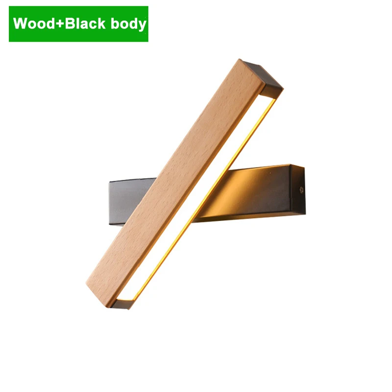Wood-Black body Деревянные современные светодиодные Настенные светильники, прикроватные настенные лампы, настенные бра, черная спальня, Скандинавская рулевая головка 110-220 В для гостиной ZBD0027 - Цвет абажура: Wood-Black body