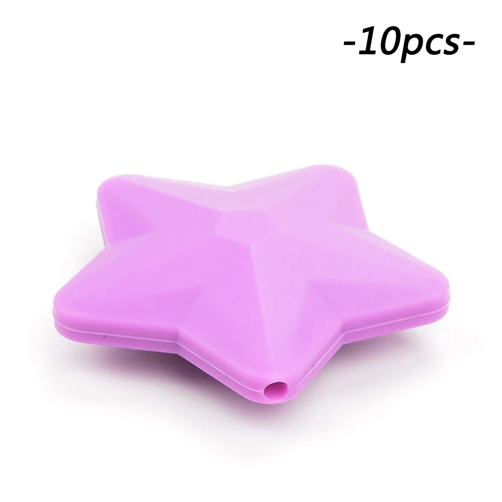 Medium purple LOFCA 10 шт. силиконовые бусины Мягкие Детские Прорезыватели для зубов Diy ювелирные изделия браслет колье и кулон детский Прорезыватель силиконовая звезда - Цвет: Medium purple