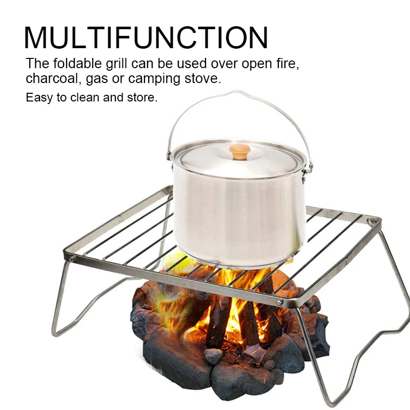 TEENRA Folding BBQ Grill Stainless Steel Barbecue Mini Portable Burner Stove Stand Tools | Дом и сад