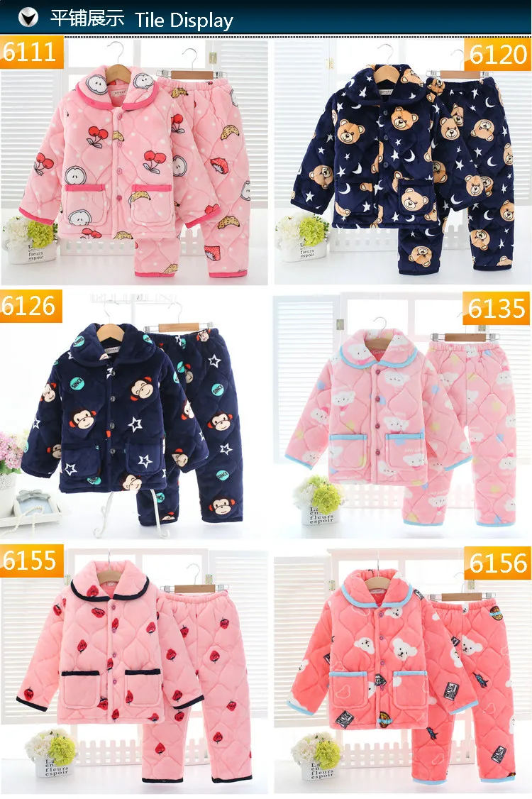 Pijama infantil; детская одежда; зимние пижамные комплекты; утепленная Пижама; комплект; детские пижамы; детская фланелевая одежда для сна; пижамы для младенцев