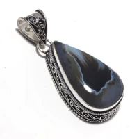 genuine botswana agate pendant silver overlay over copper hand made women jewelry gift p9135