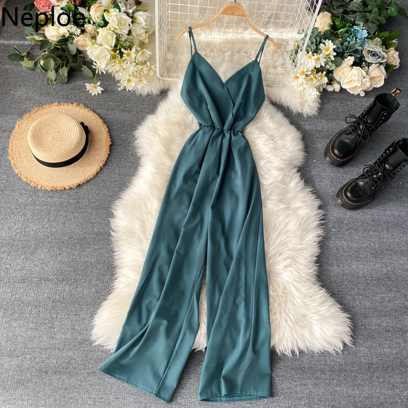 Женский комбинезон без рукавов Neploe с V образным вырезом облегающий пикантный