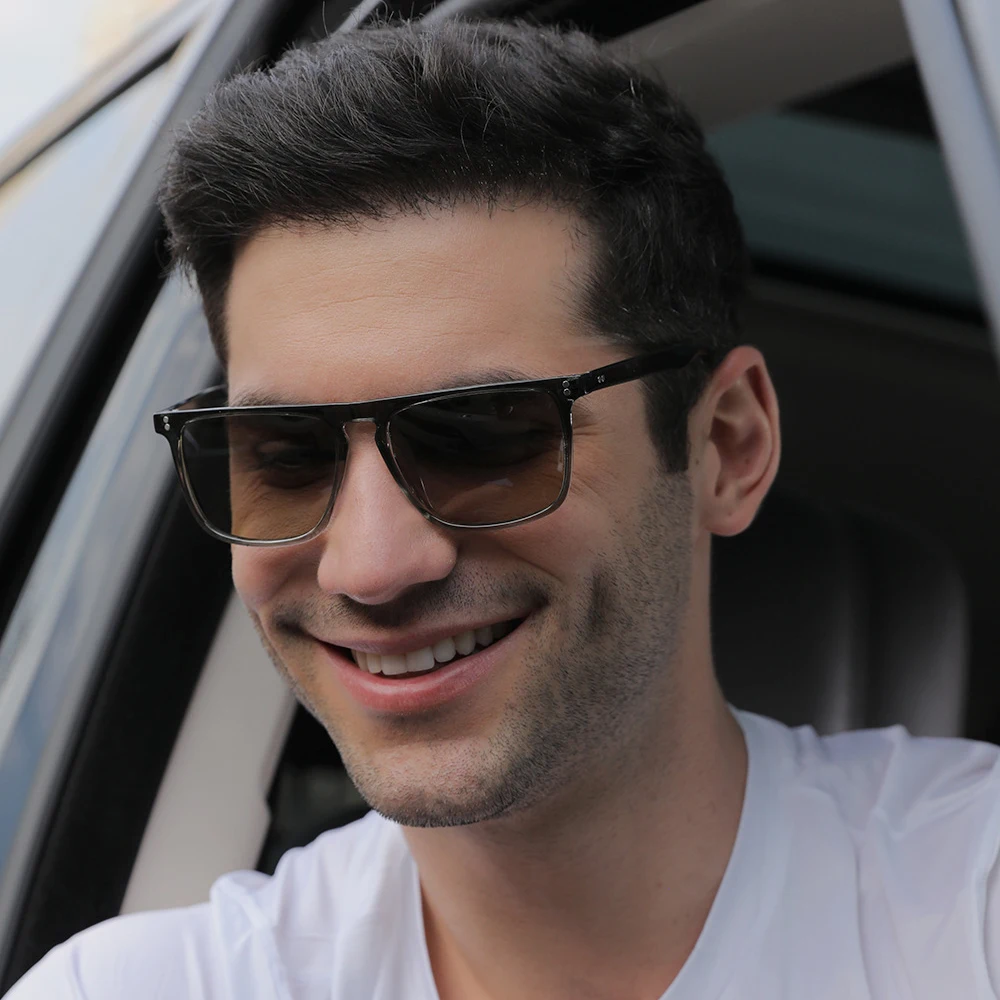 Мужские поляризационные фотохромные очки ночного видения квадратные