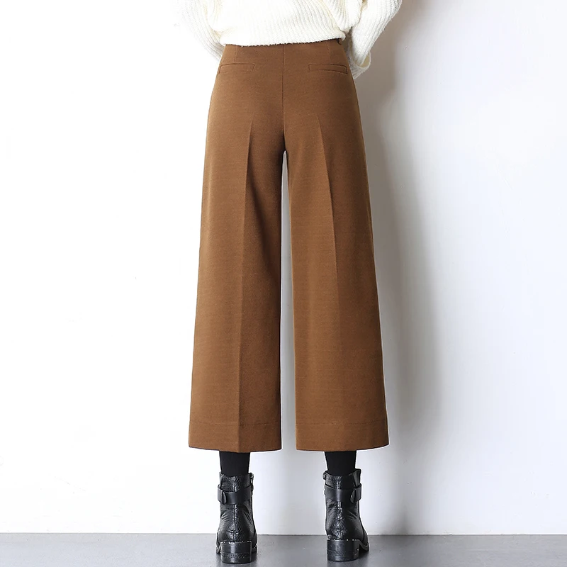 Модные широкие брюки с высокой талией большие размеры повседневные штаны до