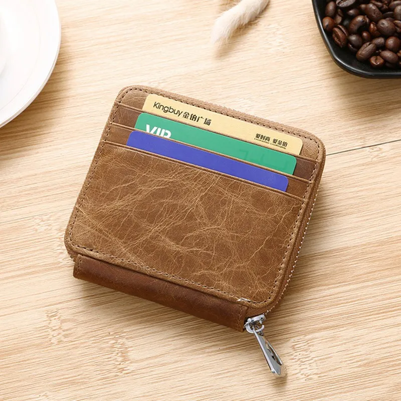 Винтажные мужские бумажники короткий бумажник из натуральной кожи ретро-кошелек