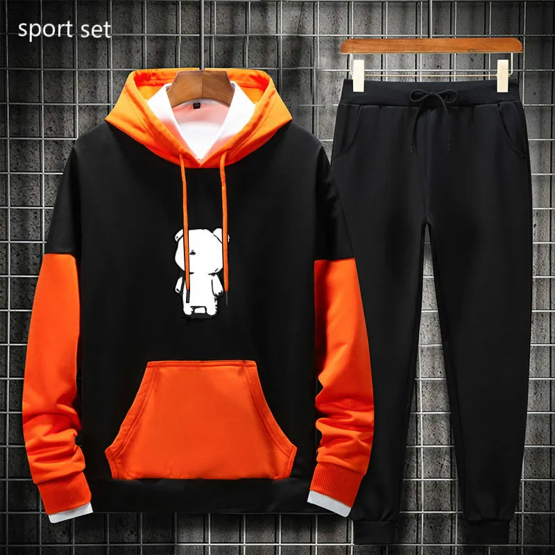 

2020 New Autumn Hoodies Set Mens Tracksuit Men Two Piece Sportwear Pants Casual Sweatshirt Hoodie Streetwear Fashion Track Suit