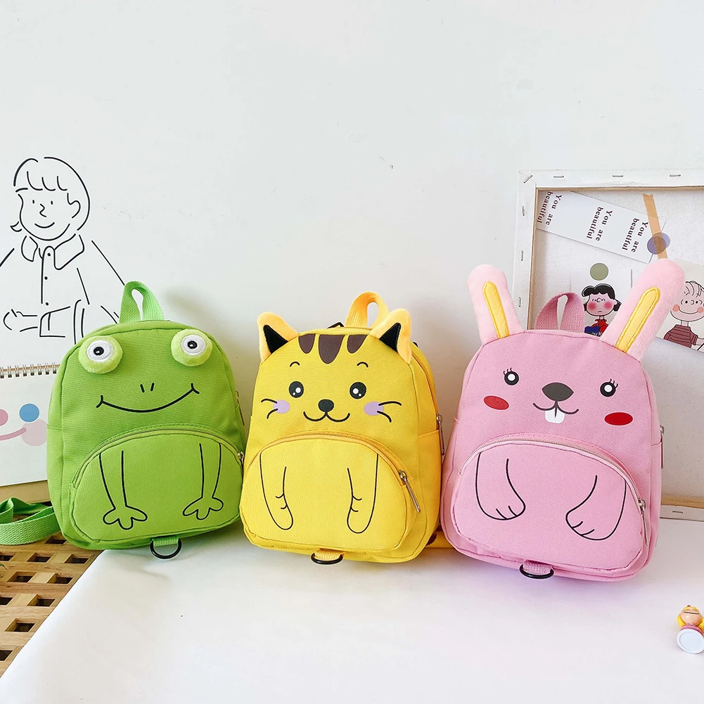 

Kids Backpack Cute Cartoon Animal Canvas School Book Bagpack w/Anti Lost Rope