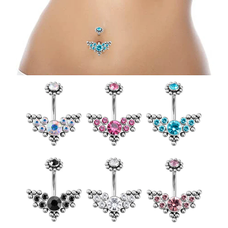 

1pc CZ Gem Belly Button Ring Navel Piercing Bar Surgical Steel Dangling Ombligo Party Barbell for Woman Sexy Body Jewelry 14G