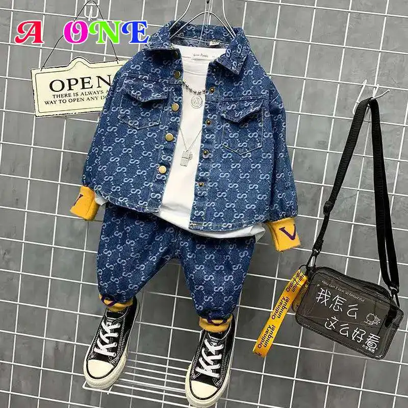 Джинсовая куртка и штаны для мальчиков девочек 2 12 лет|Комплекты одежды девочек| |