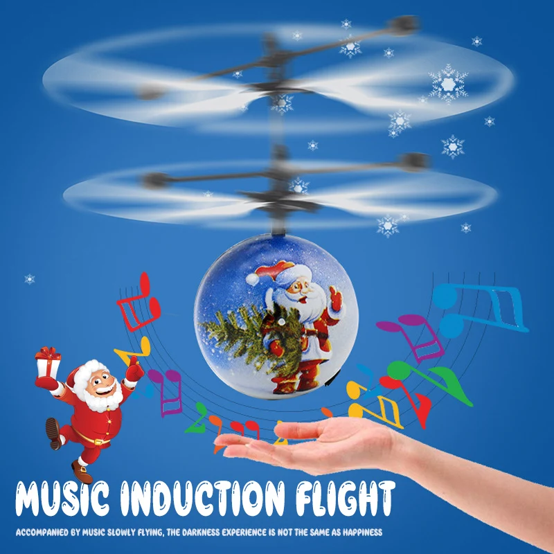 Санта Клаус летающий шар игрушка вертолет самолет музыкальные игрушки Ручной