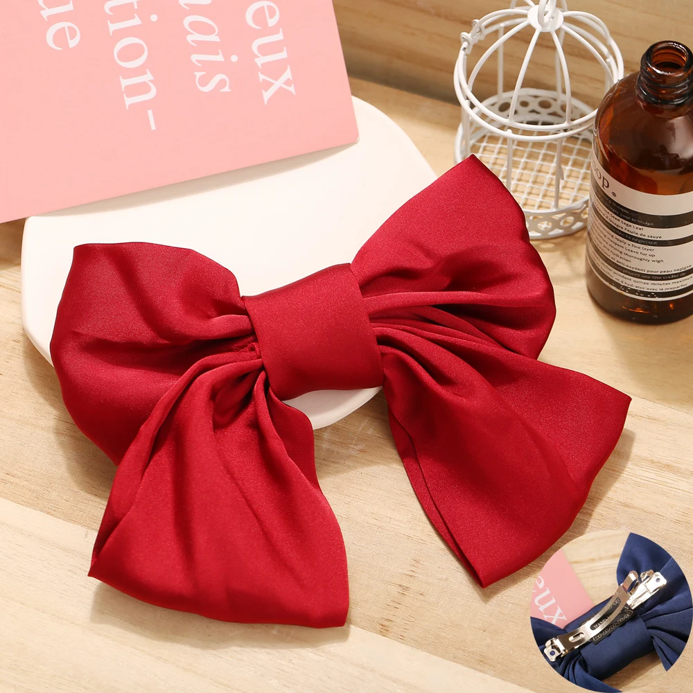 

Fashion Black Big Large Velvet Bow Hair Clip For Women Girls Wedding Long Ribbon Hairpins Barrette Hair Accessories