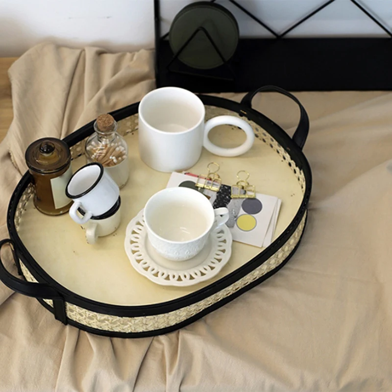

Rattan Storage Basket Dessert Fruit Cake Bread Dessert Basket Storage Box Woven Desktop Sundries Severing Tray