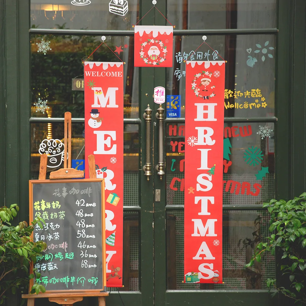 

New Year 2020 New Christmas Decorations for Home Door Decor Xmas Noel Hanging Ornaments Window Hanging Cloth Christmas Gifts
