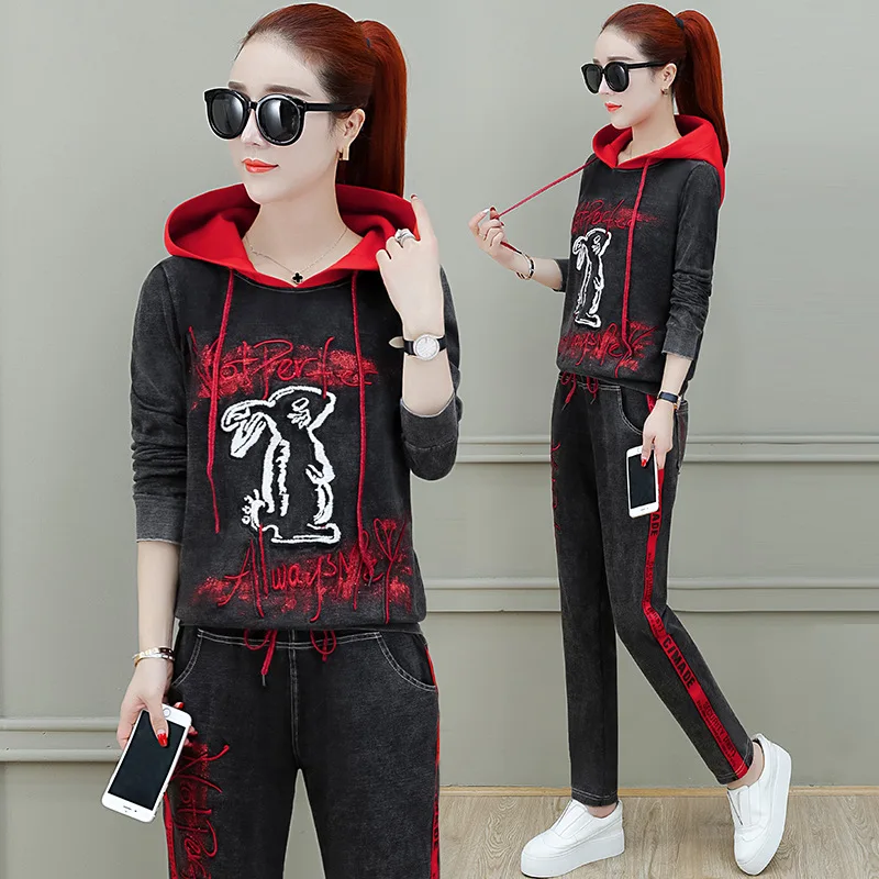 Комплект одежды в Корейском стиле осенняя женская джинсовая одежда комплект из