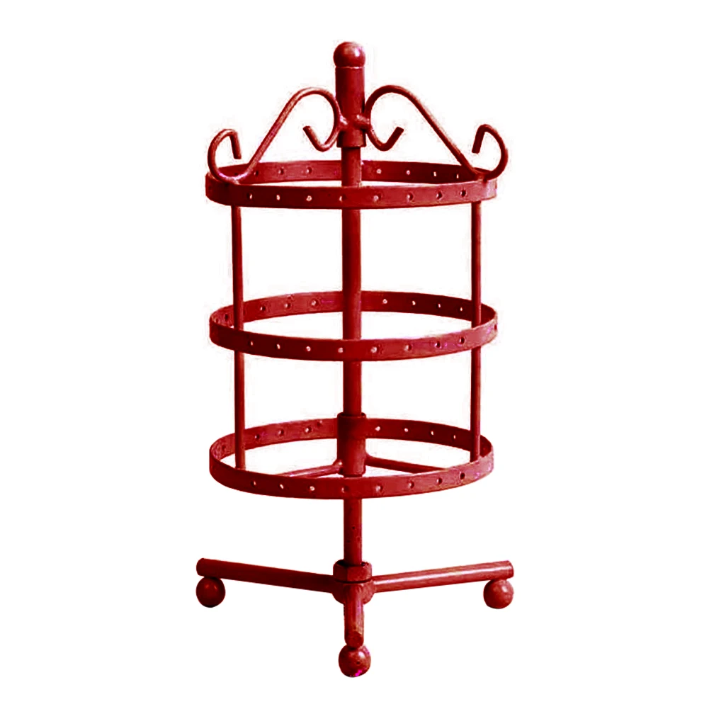 

3 Tiers Home 72 Holes Hanger Iron Tabletop Earring Holder Jewelry Display Rack Bracelet Necklace Showcase Fashion Freestanding